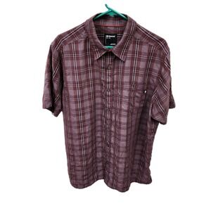 Marmot Mens Eldridge Classic Short Sleeve Button Shirt Maroon Plaid Sz XLarge XL